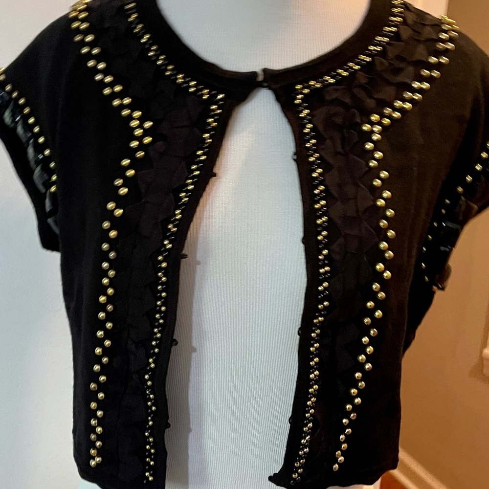 Milly Of New York Beaded Bolero Style Sweater in Black - Picture 2 of 12